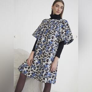 WHIT Mira Dress Floral Print Babydoll Blue Size Large